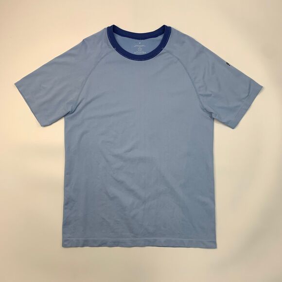 Fabletics Ringer T Shirt Mens L Large Blueberry Lightweight Athletic Nylon Blend - Picture 2 of 11